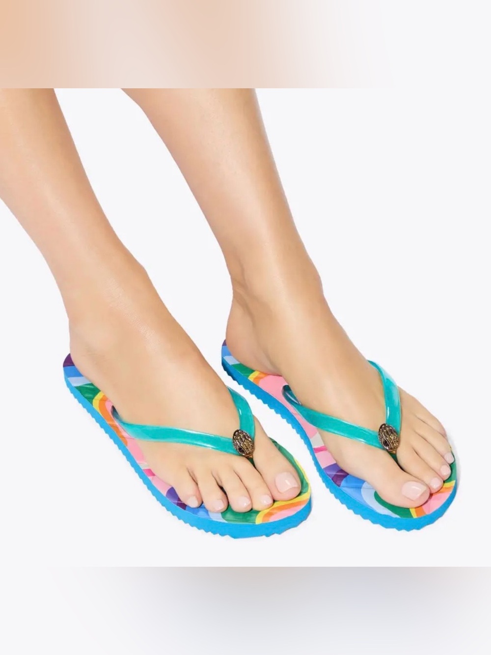Kurt Geiger London Kensington Q Flip Flops w/Eagle Head Emblem. Sz. 8 & 7 NIB - Picture 4 of 8